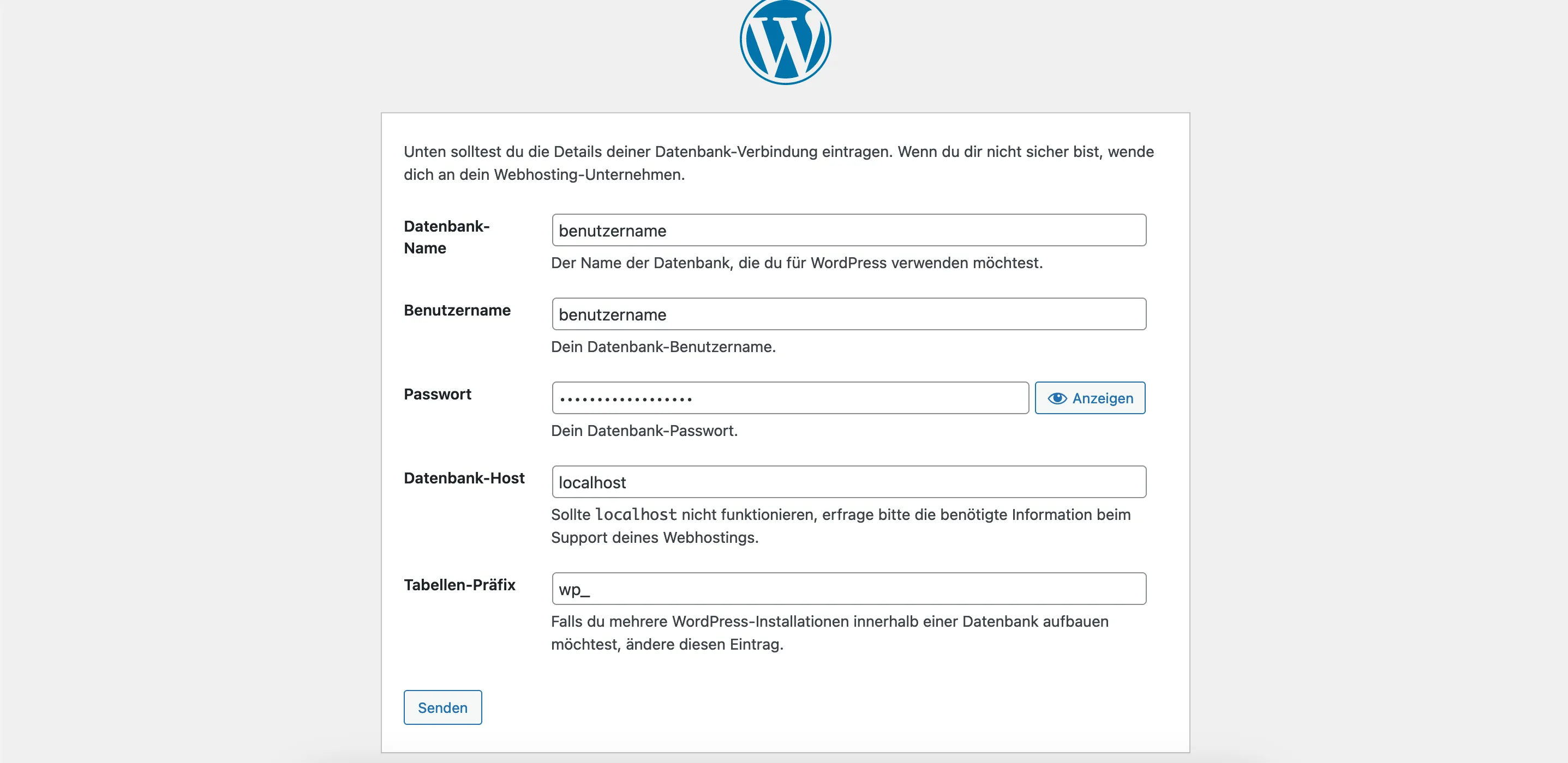 WordPress Datenbank Setup